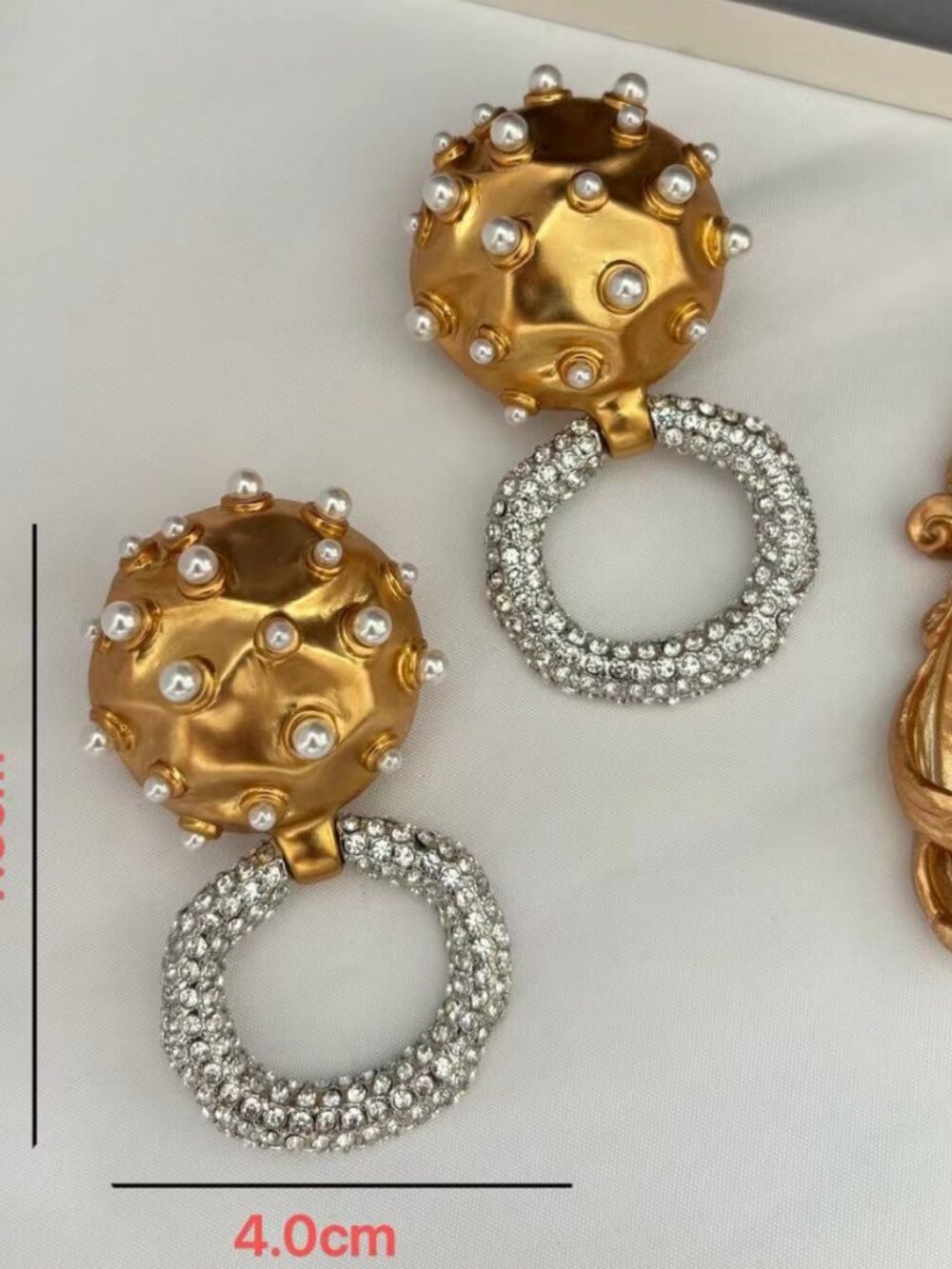 Schiaparelli Fully Paved Pearl Stud Earrings